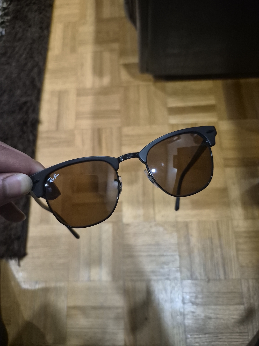 Ray-Ban Clubmaster Sunglasses in Black with Brown Lenses - Picture 2 of 7